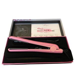 Royale Classic 100% Ceramic Tourmaline Plates Hair Straightener Pink Stripes NEW